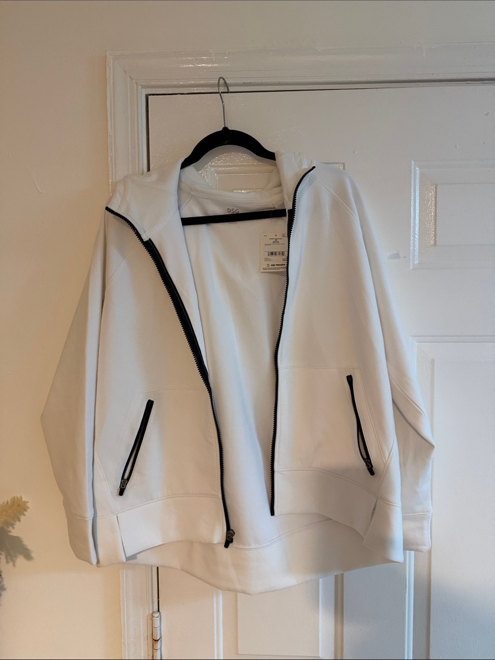 DSG White Hooded Zip Jacket with Black Accents